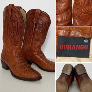 Durango Men’s Cowboy Boots Size 9D Brown Exotic Lizard Western Rodeo Mexico